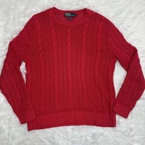 Polo Ralph Lauren Men’s Linen Blend Sweater Size L Large Red Knit Long Sleeve
